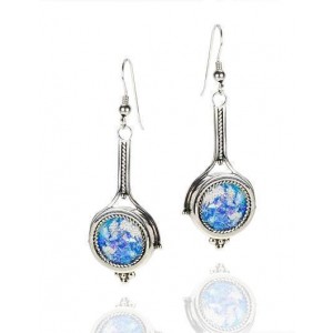 Rafael Jewelry Sterling Silver Dangling Earrings with Roman Glass Default Category