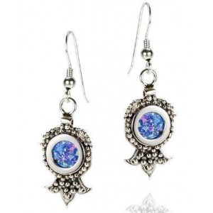 Rafael Jewelry Pomegranate Sterling Silver Earrings with Roman Glass Artistas y Marcas