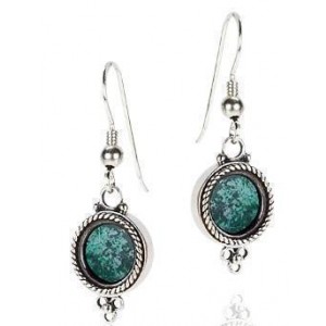 Rafael Jewelry Sterling Silver Round Earrings with Eilat Stone & Filigree Artistas y Marcas