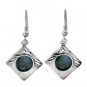 Square Sterling Silver Earrings with Eilat Stone by Rafael Jewelry