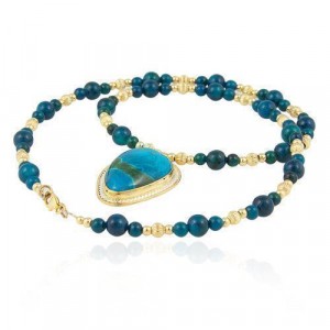 Eilat Stone and Gold-Plated Necklace by Rafael Jewelry Joyería Judía