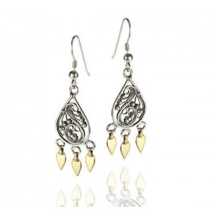 Rafael Jewelry Sterling Silver Filigree Earrings with 9k Gold Artistas y Marcas