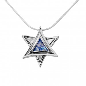 Star of David Pendant in Sterling Silver with Roman Glass by Rafael Jewelry Collection d'Etoiles de David