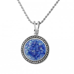 Roman Glass and Sterling Silver Round Pendant by Rafael Jewelry Default Category