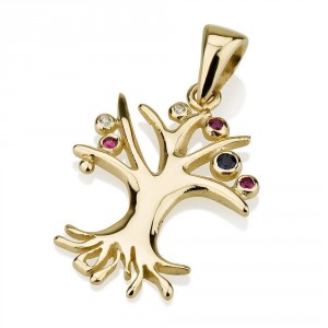 Tree of Life Pendant 14K Yellow Gold With Gemstones by Ben Jewelry Collares y Colgantes