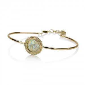Bracelet in 18K Yellow Gold with Roman Glass by Ben Jewelry Israeli Jewelry Designers