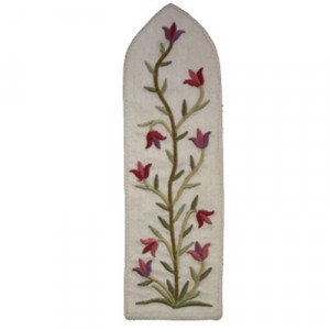 Yair Emanuel Raw Silk Embroidered Bookmark with Flowers in White Casa Judía
