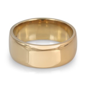 14K Gold Jerusalem-Made Traditional Jewish Wedding Ring With Comfort Edge (8 mm) Boda Judía