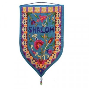 Yair Emanuel Shalom Shield Tapestry (Large/Turquoise) Casa Judía
