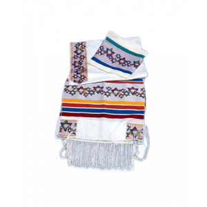 Star of David Wool Tallit with Multicolored Stars and Stripes Bar Mitzvah
