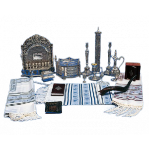 Moadim Wool Tallit with Holiday Items and Stripes Bar Mitzvah
