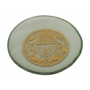 Glass Bowl with Gold Leaf Menorah, Ark and Judaica Items Decoración para el Hogar 