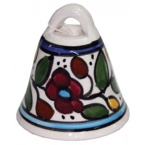 Armenian Ceramic Bell with Anemones Floral Motif Souvenirs From Israel