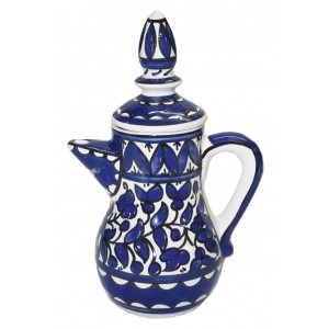 Turkish Coffee Pot with Anemones Flower Motif in Blue Casa Judía
