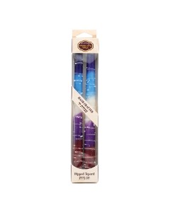 Wax Shabbat Candles by Galilee Style Candles with Blue, Purple, White and Red Stripes Jewish Holiday Candles