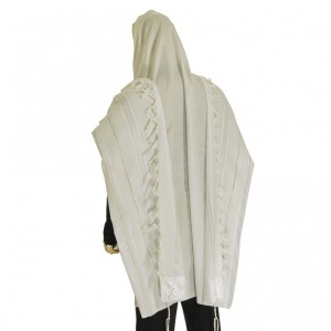 White and Silver Acrylic Tallit Bar Mitzvah
