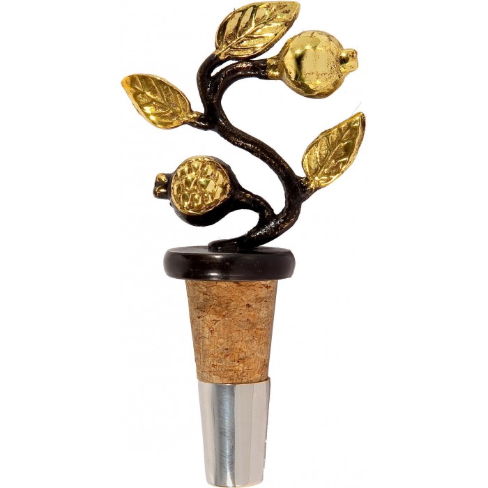Copper Wine Bottle Cork with Pomegranates by Yair Emanuel