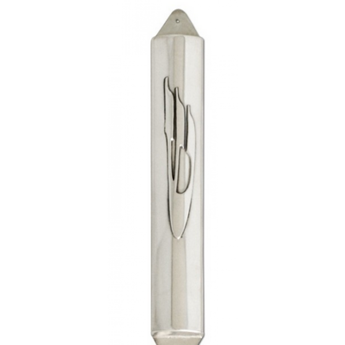 Sterling Silver Mezuzah with Elongated Shin by Nadav Art