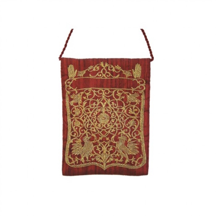 Yair Emanuel Oriental Maroon Embroidered Bag