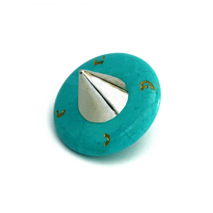 Turquoise Gemstone Dreidel with Gold Hebrew Letters