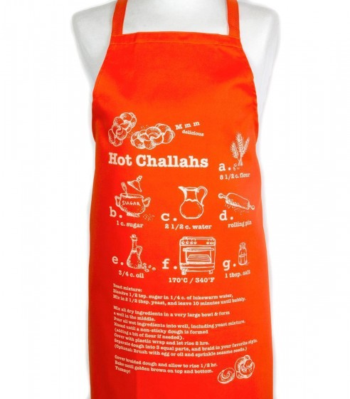 Cotton Apron with Recipe for Hot Challahs in Orange