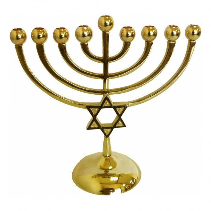 Y. Karshi Gold-Colored Aluminum Hanukkah Menorah With Star of David