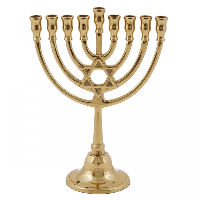 Yair Emanuel Classic Brass Hanukkah Menorah With Star of David