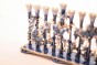 9 Branch Enameled Pewter Menorah with Jewels and Gold Accent