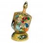Yair Emanuel Large Wooden Dreidel with Flowers and Figures Design and Stand