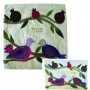 Yair Emanuel Silk Matzah Cover Set with Colourful Birds