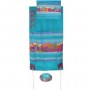 Yair Emanuel Hand Painted Tallit with Jerusalem and Dove in Turquoise Silk