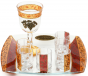 Glass Kiddush Cup Set with Seven Cups, Tray and Geometric Pattern