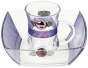 Glass Mayim Achronim Set with Geometric Pattern and Hebrew Plaque