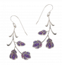 Hook Earrings with Mosaic Purple Flowers