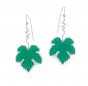 Hook Earrings with Mosaic Green Leaf