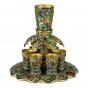 Turquoise and Gold Acrylic Wine Set with Seven Species and Dispenser