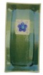 Green Ceramic Tray with Blue and Turquoise Flower and White Square