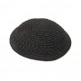 17cm Black Knitted Kippah with Round Holes and Tight Weave