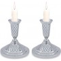 13 Centimetre Nickel Candlestick Set with Diamonds and Pearls