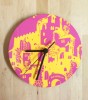 Pink and Yellow Jerusalem Laminated Analog Clock by Barbara Shaw