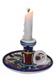 Armenian Ceramic Candlestick & Saucer with Anemones Floral Motif