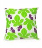 Cushion with Fig Leaf Design in White, Purple and Green