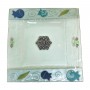 Glass Matzah Tray with Blue Color Pomegranate Theme